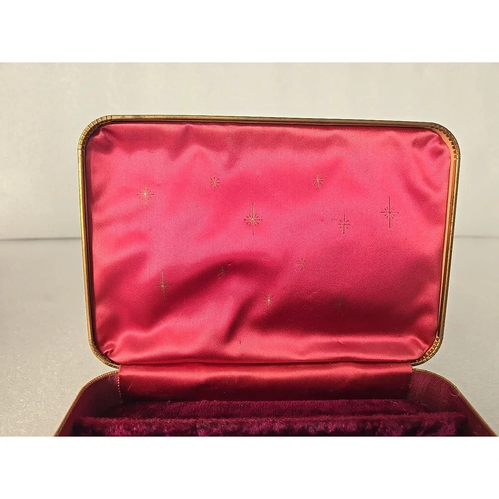 Vintage 1960's Farrington Jewelry Box Genuine Texol USA Velvet Lined Satin 7x4.5